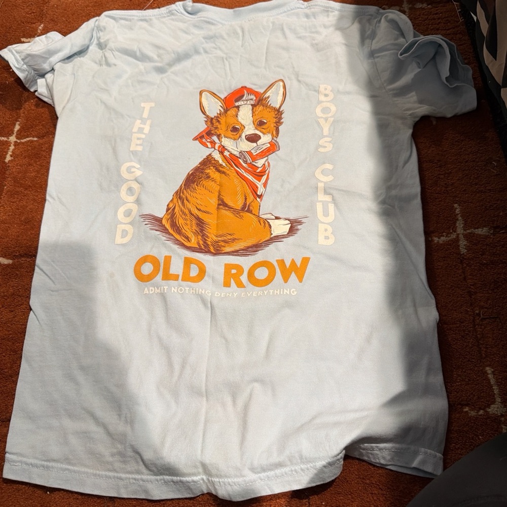 Old Row Light Blue Kids T-Shirt with Corgi Design